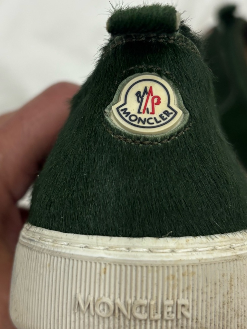 Moncler Men's Forest Green Slip-On Loafers with Brown Elastic. - Picture 2 of 6